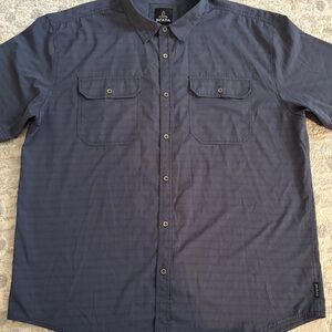 Prana Dark Blue/Gray Button-Up Shirt